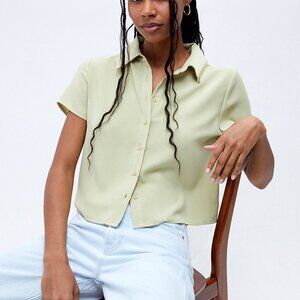 LA Hearts '90s Button Down Crop Top L